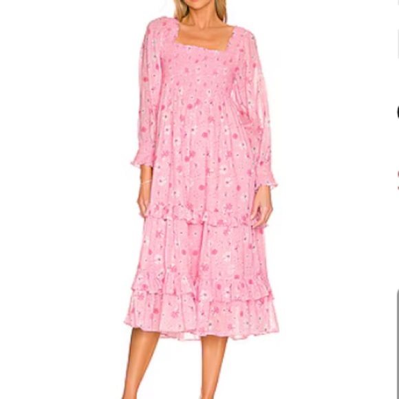 LOVESHACKFANCY Miri Dress in Coral Blaze Size Medium - Picture 1 of 6